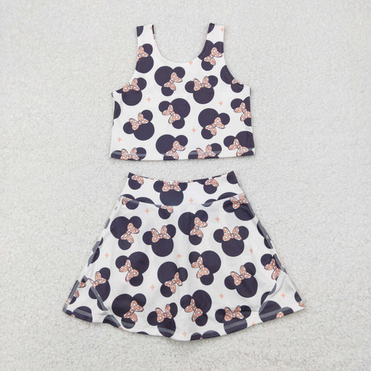 cartoon print yoga sleeveless girl set
