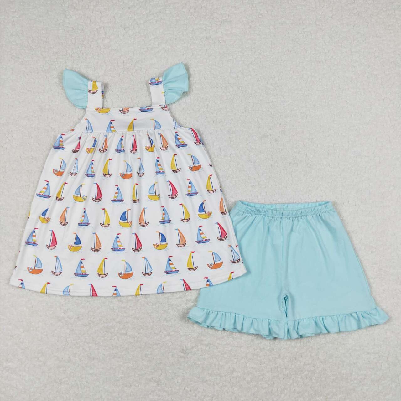 Sailboat blue Flutter Summer Girls Set