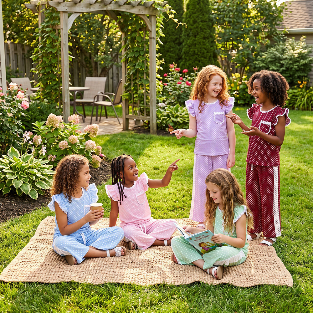 Boutique Colorful Dots Cute Sister Matching Girls Outfits