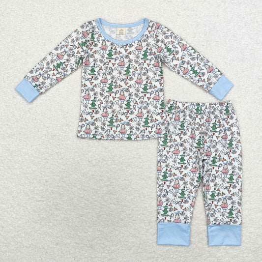 Christmas tree Cartoon Print Long Sleeve Pajamas ( material contains bamboo ）