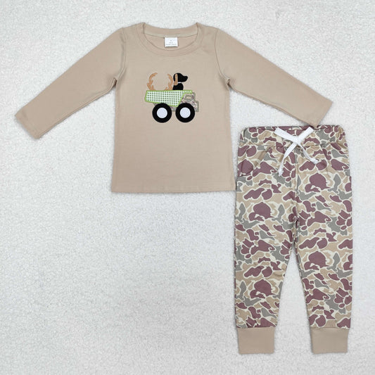 Camo dog print Embroidered Boy Set