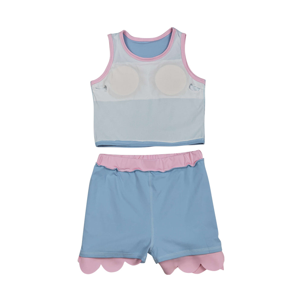 Athletic Blue Scalloped With Bow Skort Outfits