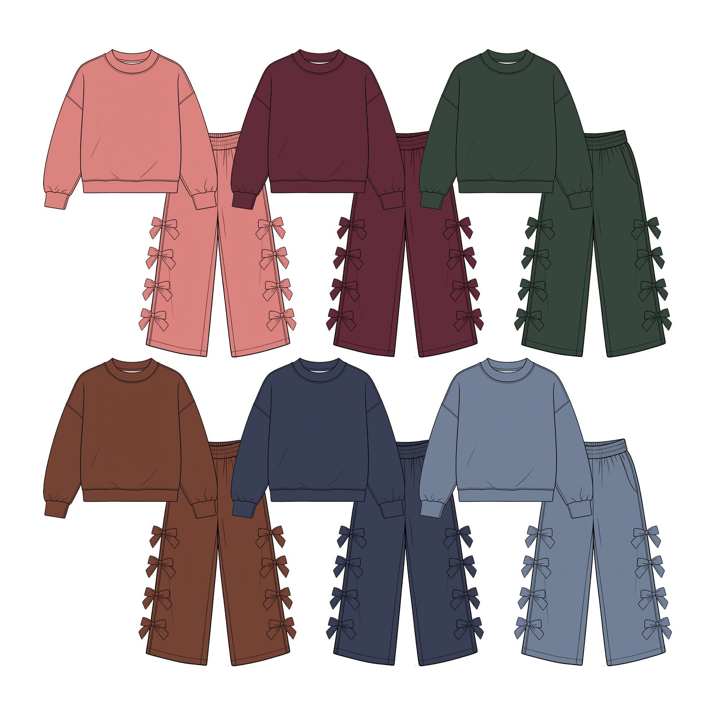 Preorder MOQ 5 pcs Each Style Solid Color Cotton Bows Kids Matching Clothes
