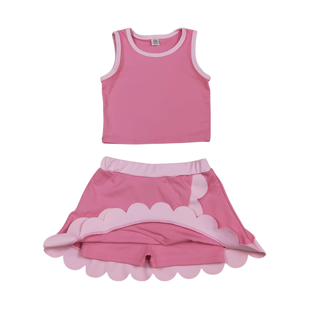 Athletic Pink Scalloped With Bow Skort Outfits