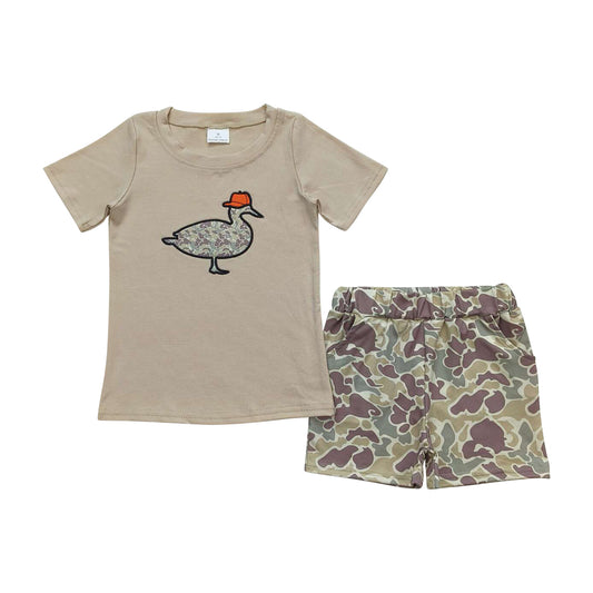gray embroidered duck camo boy set