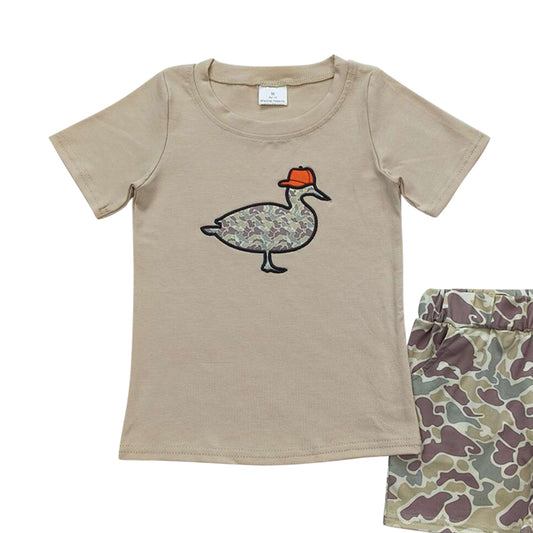 gray embroidered duck camo boy set