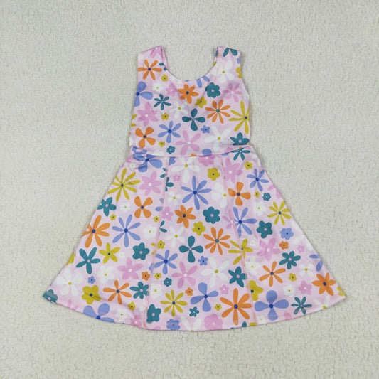 pink flowers yoga sleeveless print girl setGSD2113