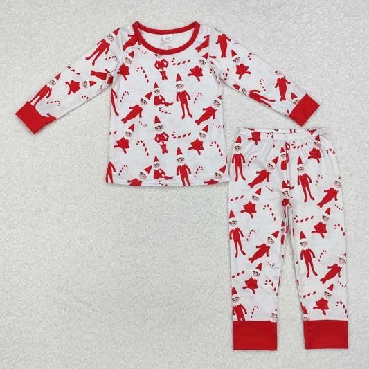 Christmas Red Cartoon print Long Sleeve Pajamas ( material contains bamboo ）