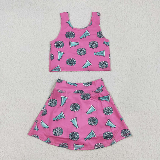 Hot pink trumpet  yoga sleeveless girl set