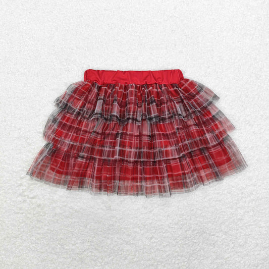 Red print short skirt