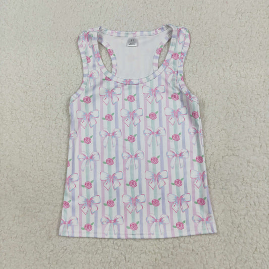 blue pink bows  girl yoga vest GT1014