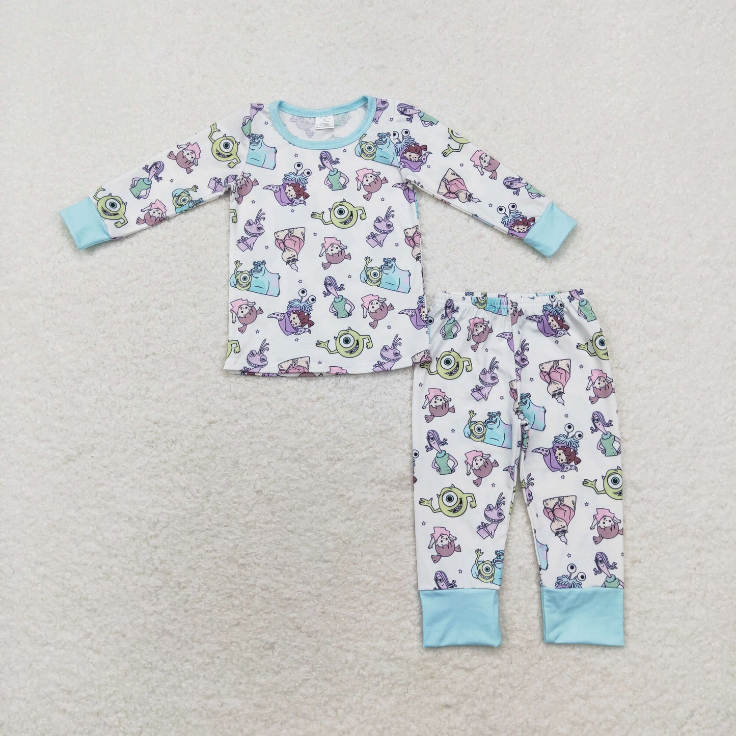 Blue cartoon Print long sleeve pajamas