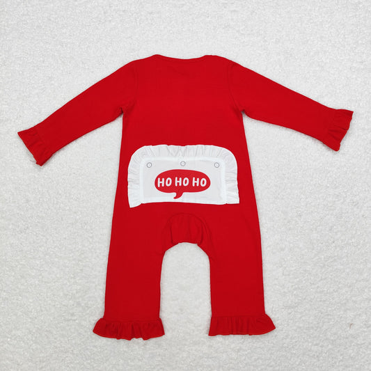 Christmas Embroidery Red Santa Baby Romper With zipper