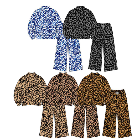 Preorder MOQ 5 pcs Each Style Fashion Leopard Middle Neckline Adult Women Yoga Set