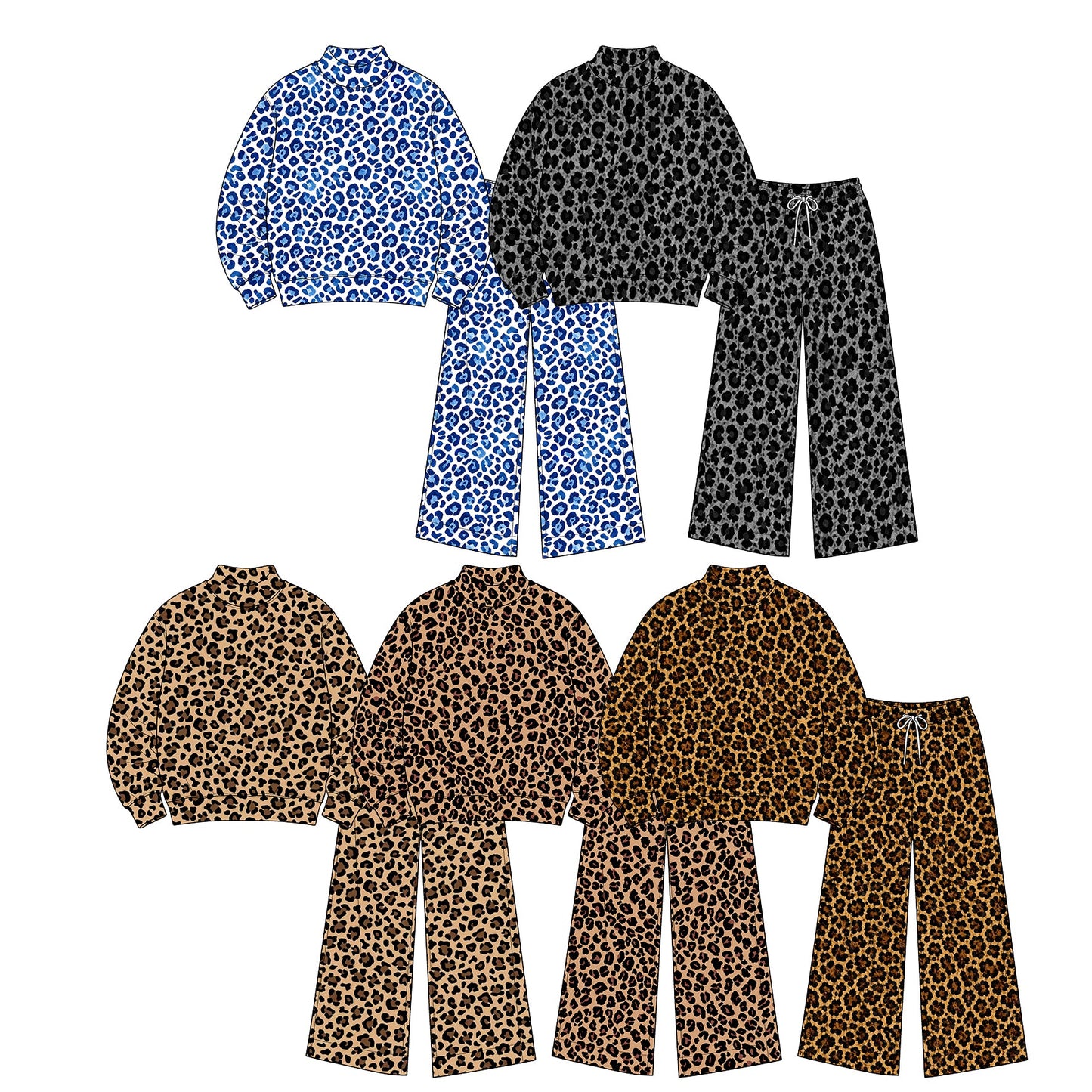 Preorder MOQ 5 pcs Each Style Fashion Leopard Middle Neckline Yoga Girls Set