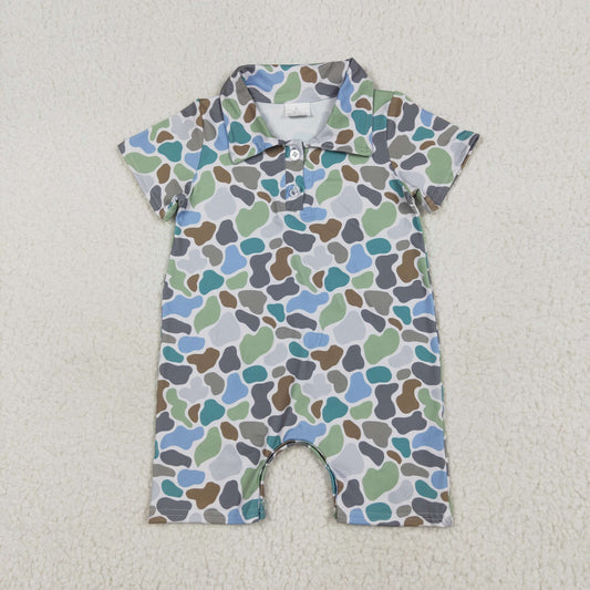 Blue Green camo Print Baby RomperSR2980