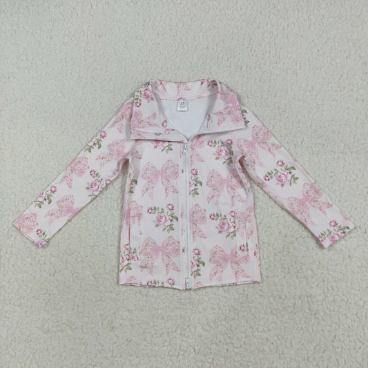 pink bows flowers yoga coat tops GT1075