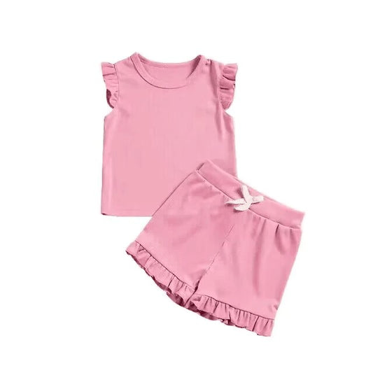 pre-order Pink Sleeveless Summer Girls Suit (split 4.5）