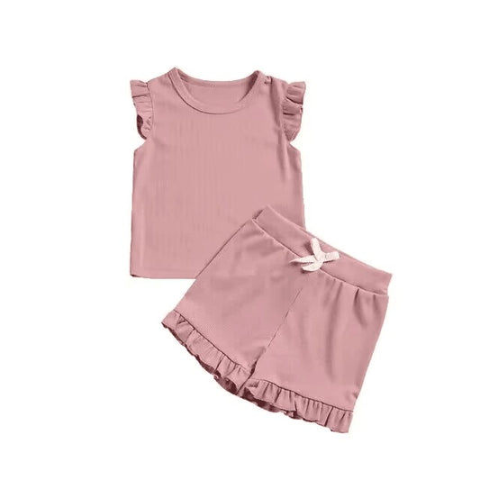 pre-order Dark Pink Sleeveless Summer Girls Suit (split 4.5）