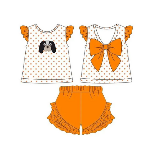 pre-order orange team print Girls  set（split 5.8)