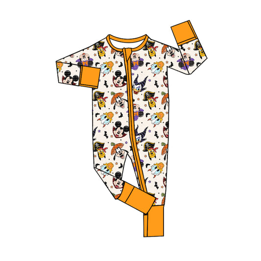 Pre-order Orange Cartoon print with zipper Baby Romper moq:3