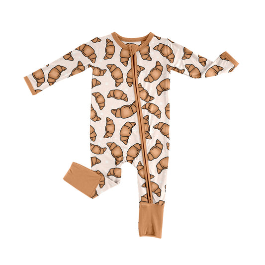 Pre-order brown print with zipper Baby Romper moq:3