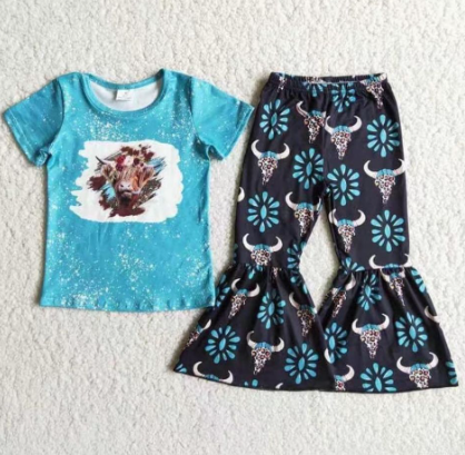 blue cow  Boutique girl outfit