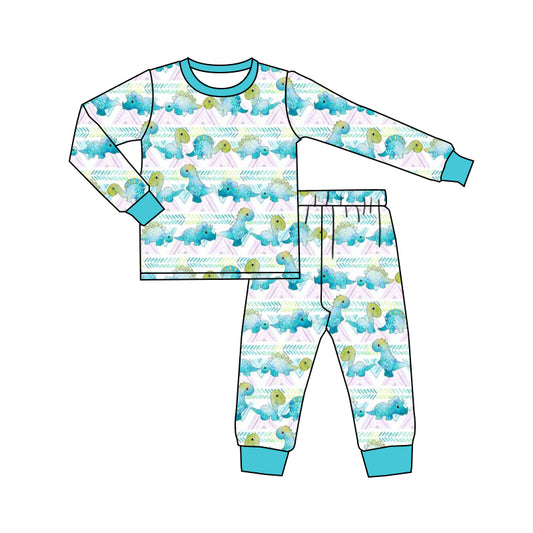 Pre-order blue cartoon print long sleeve pajamas (split 5.24