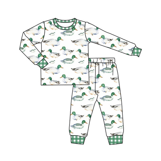 Pre-order duck print long sleeve pajamas (split 5.24）