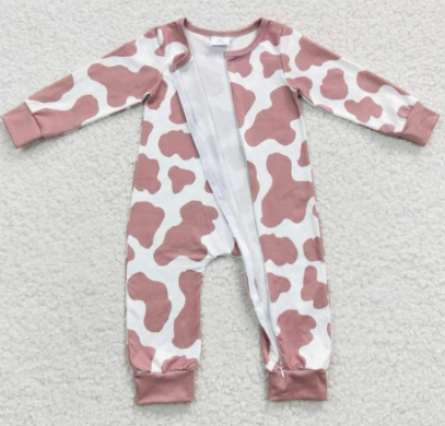 Cow print Baby Romper With zipper