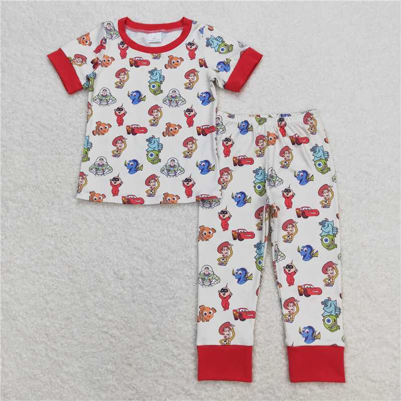 Red Cartoon Print Short sleeve pajamas