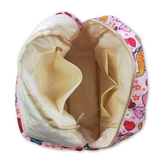 BA0154 pink dinosaur heart kids backpack （US warehouse)