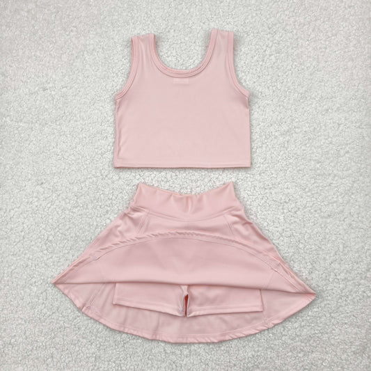 pink  yoga sleeveless girl set
