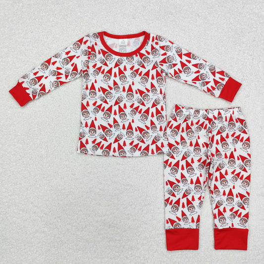 Christian red Print Long Sleeve Pajamas ( material contains bamboo ）