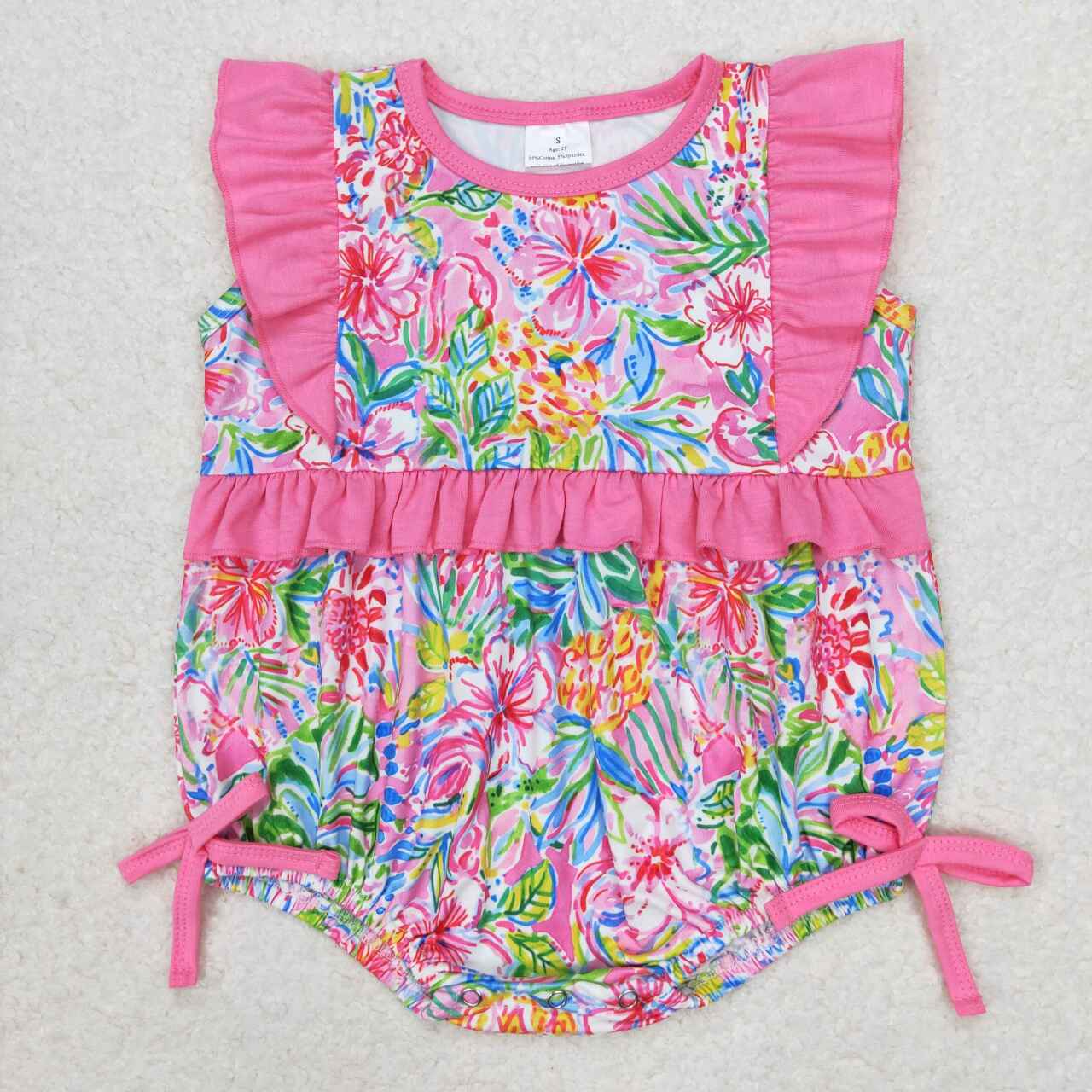 pink flowers print Baby Romper