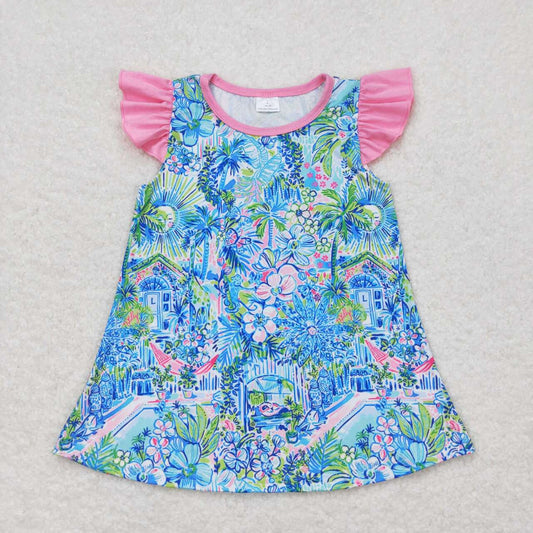 blue flowers Short Girls top