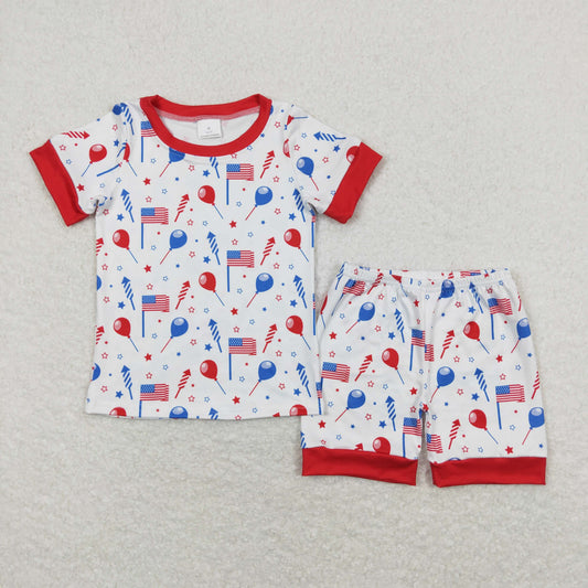 July of 4th  print short sleeve boy set