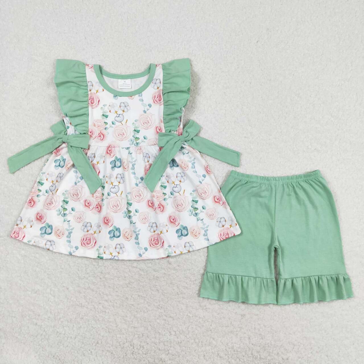 Green Flowers print Girls set