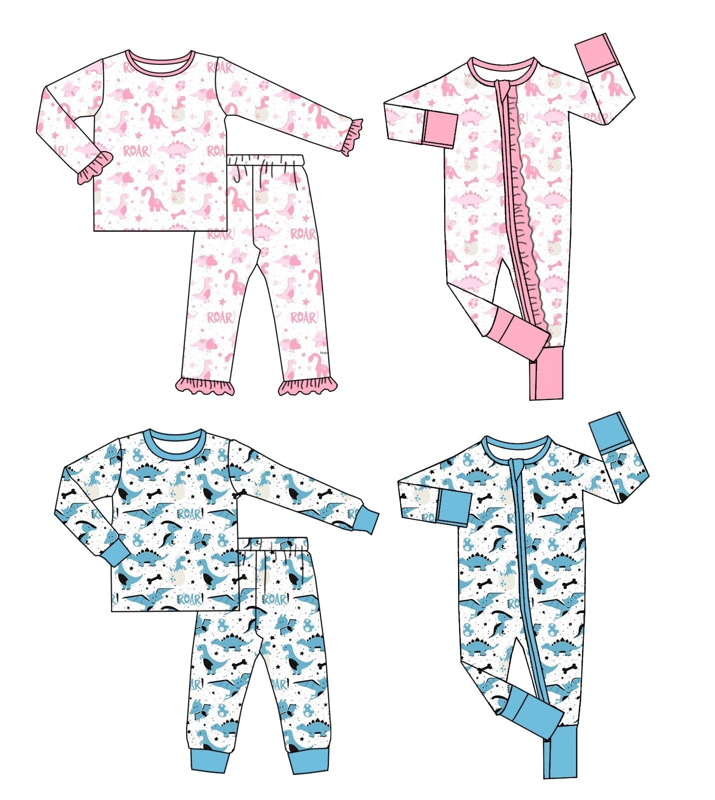 Preorder MOQ 5 pcs Each Style Easter Eggs Dinosaur ROAR Print Pajamas Kids Matching Clothes
