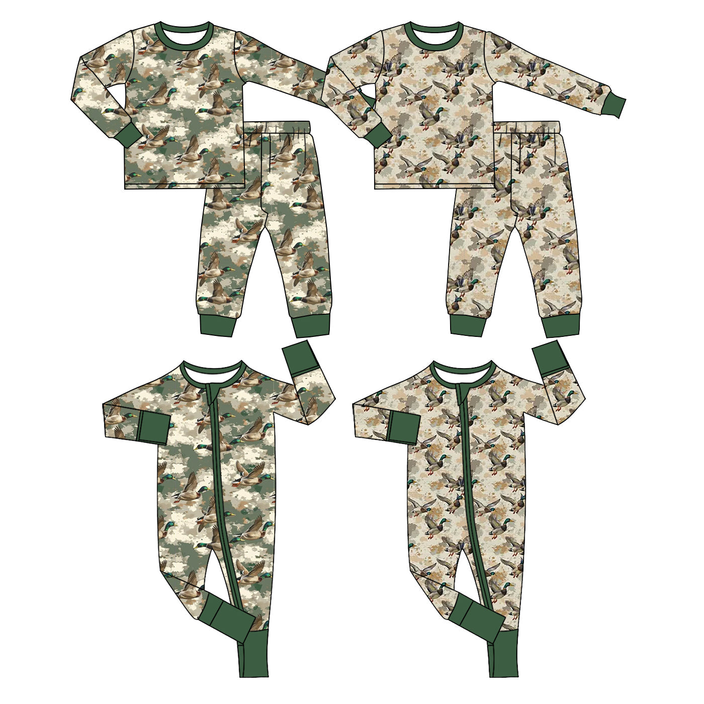 Preorder MOQ 5 pcs Each Style Mallard Ducks Camo Boys Pajamas Kids Matching Clothes