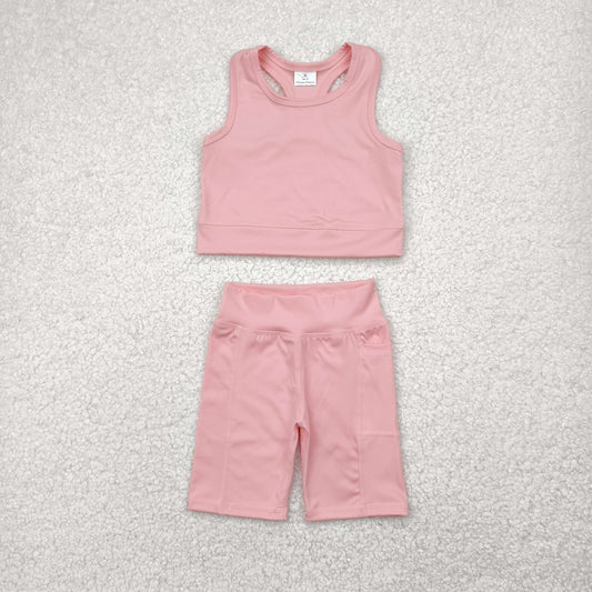 Light pink yoga sleeveless girl set