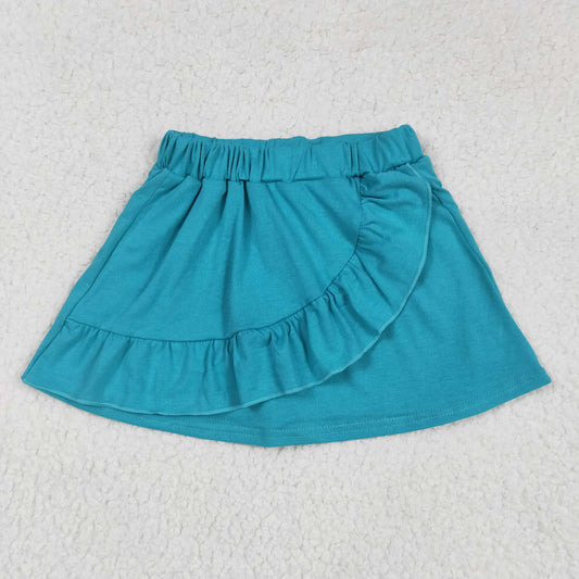 Blue Green print short skirt