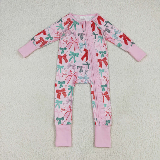 colorful bows  Print Baby Christmas Romper LR2266