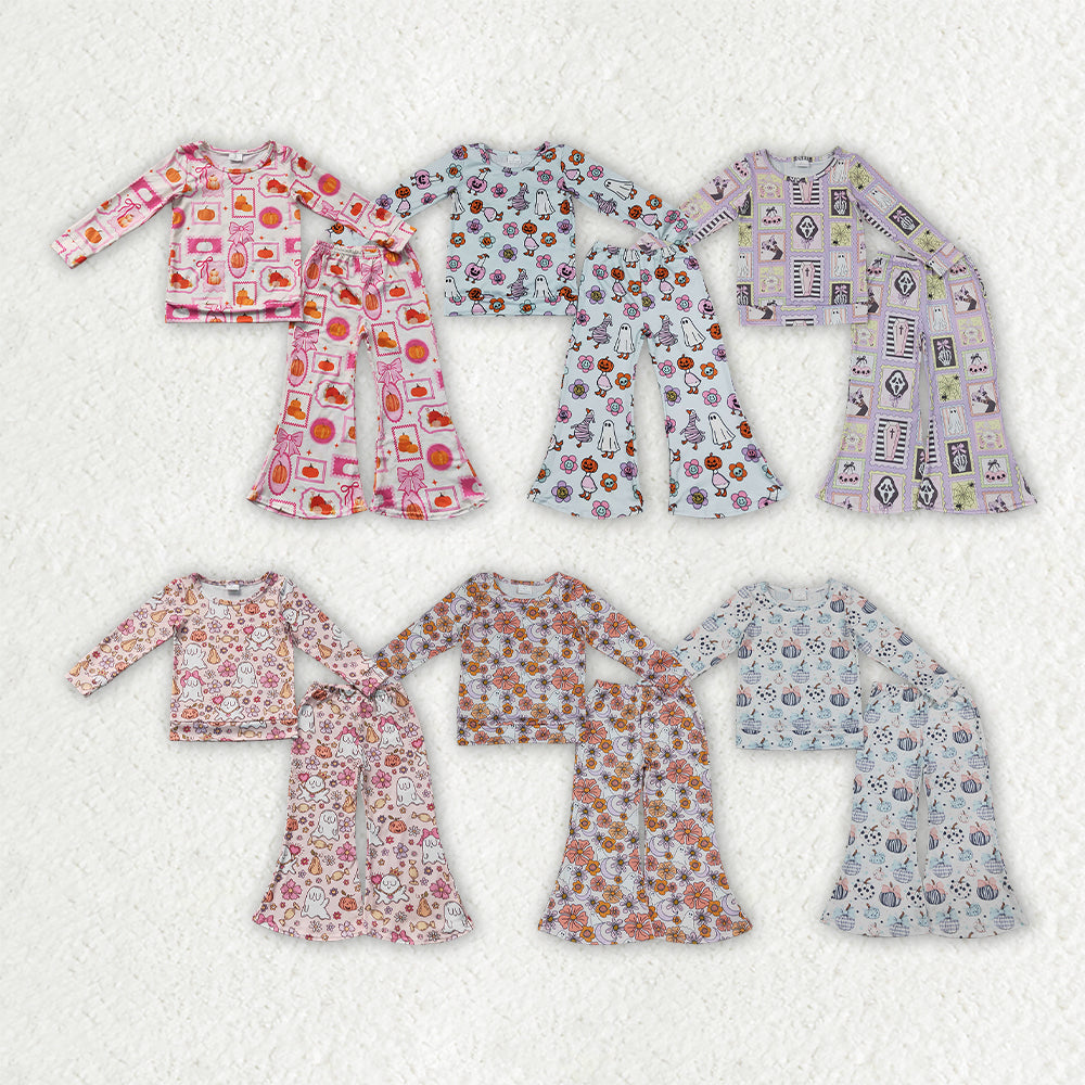 Halloween Girls' Outfits Long Sleeve Top & Flare Pants Kids Matching Clothes