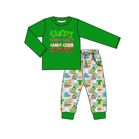 Pre-order Christmas  green print long sleeve pajamas (split Moq :3)