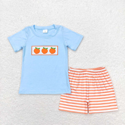 Embroidered Peaches Boy Set