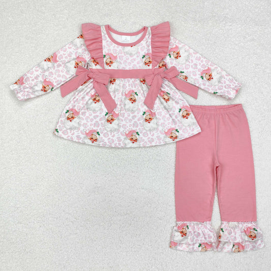 Christmas pink Santa Print Girls Set