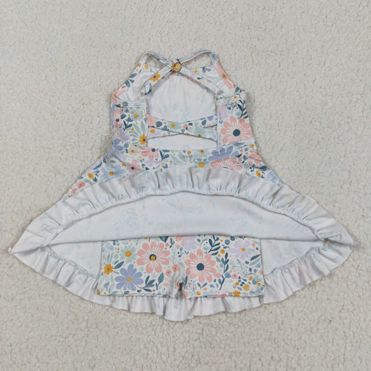 flowers yoga sleeveless Dress  print girl set