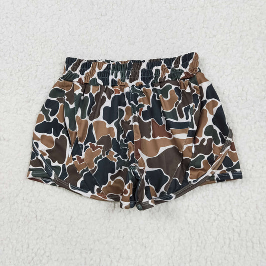 brown camo Kids yoga Short SS0465