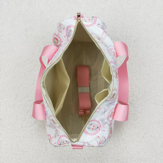 pink white cartoon Gym bag